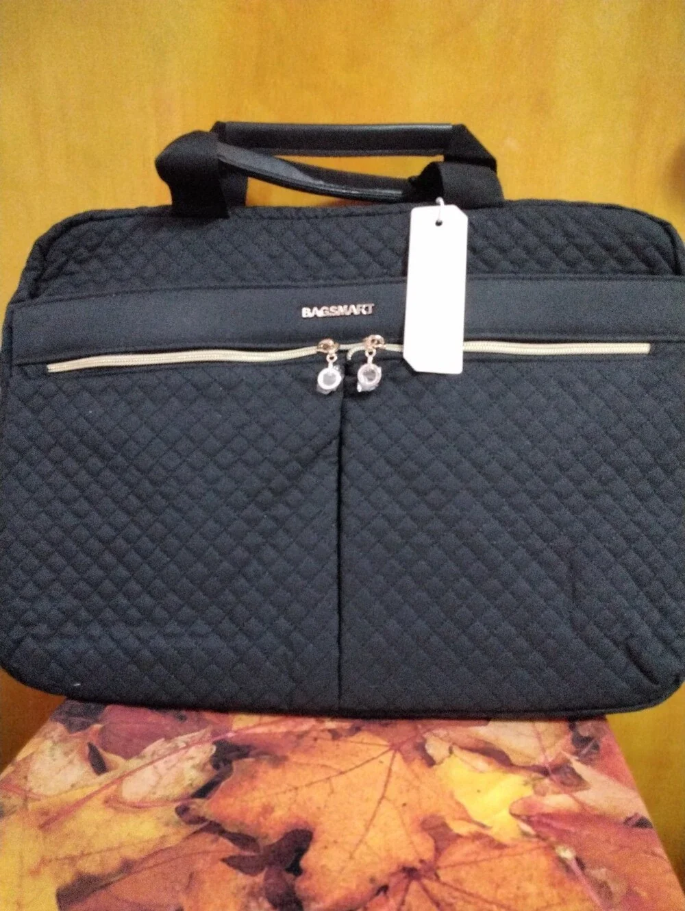 Bagsmart Quilted Black Laptop Briefcase - Black NWT